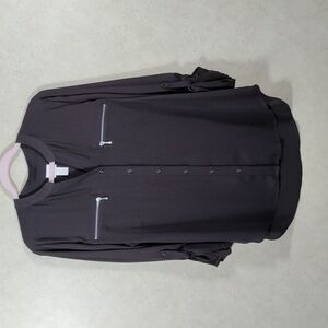 10097 FINAL PRICE Chico's dark brown v-neck button crepe knit blouse 2 L